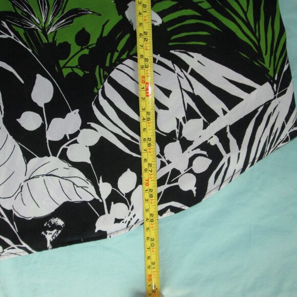 Worthington Green Black White Floral Birds Leaves Blouse Top Tropical Zip sz XL - Picture 11 of 13